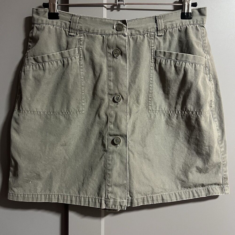 Abercrombie Women Uniform Military Button Front Mini Skort Green 6 Academia